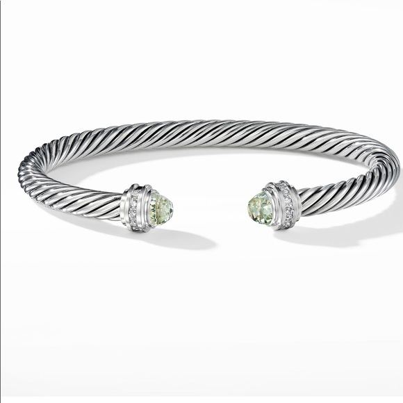 David Yurman Jewelry - David Yurman Silver Bracelet with Green Accents
